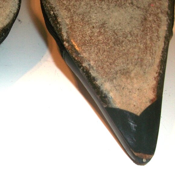 Yves Saint Laurent Vintage 90's Pointy Rear-Zip Leather & Textile Pumps - Picture 14 of 14